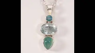 Faceted  Apatite, Aquamarine & Aquaprase Pendant