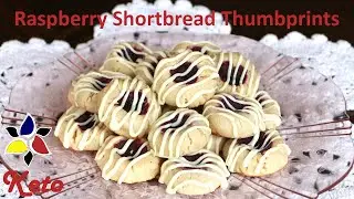 Raspberry and Almond Shortbread Thumbprint &ndash; sugar free, gluten free, keto cookies