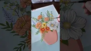 Painting a bouquet of flowers 🌸💐🌼 #art #gouache #painting #artwork #artist #satisfying