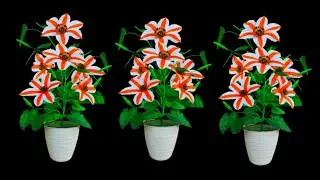 membuat bunga lily dari plastik kresek_make lily flowers from plastic bag |beautiful flower | flower