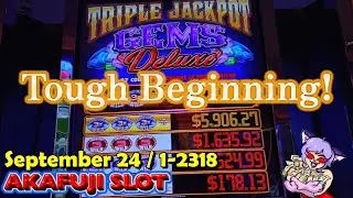 Tough Beginning! Triple Jackpot Gems Deluxe 3 Reel Slots @Yaamava