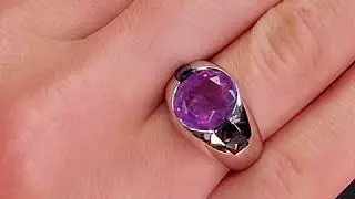 Pinkish Purple and Blue Sapphire Platinum Dome Ring. 505250