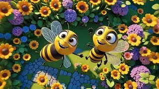Four Buzzing Bees Dance in the Garden | Fun Bee Song for Kids | Nursery Rhymes and Learning Songs