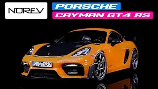 2023 Porsche Cayman GT4 RS Weissach Pack Bahama Yellow & Carbon Hood 1/18 Diecast Model Car by Norev