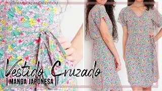 DIY VESTIDO | Cómo coser un VESTIDO CRUZADO con manga japonesa