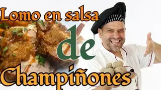Lomo de cerdo en una salsa de champiñones al vino blanco y sin horno.
