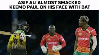 Asif ali almost smacked Keemo Paul on his face with his bat