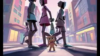 Stylized 2D cartoon animation with sim