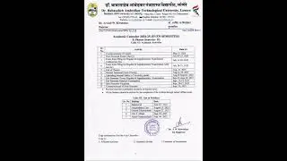 DBATU UNIVERSITY B PHARMACY 2ND SEMESTER ACADEMIC CALENDAR