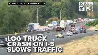 Log truck crash on I-5 slows morning traffic