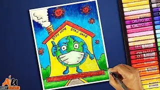 Easiest way to draw || Coronavirus prevention awareness drawing || Stay home || Stay safe