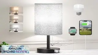 Grey Bedside Lamp for Bedroom Nightstand Small Table Lamp with USB Review