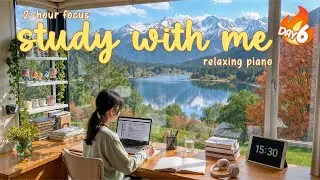 🔥 2-Hour Study With Me (No break) 🎹 Calm Piano | 7-DAY STUDY CHALLENGE | Day 6
