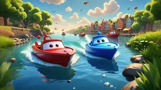 Four Toy Boats Sail Down the Stream | Counting Song for Kids | Nursery Rhymes and Preschool Learning