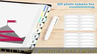 KTRIO 8 Tab Binder Dividers with Pockets for 3 Ring Binder, Insertable Index Page Divider Multicolo