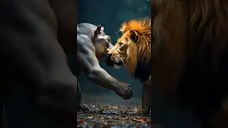Beasts of Tension Lion vs Hippo, in a shadowed arena, a lion&rsquo;s fury meets unyielding hippopotamus