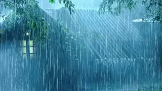 99% Instant Fall Asleep with Rain White Noise | Heavy Rainstorm & Loud Thunder in Garden House