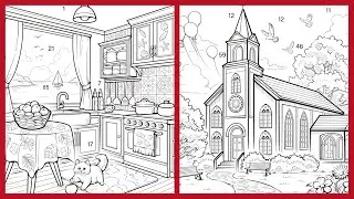 Color by Number Seaside Kitchen & Peaceful Church Garden Color Oasis app  #coloringbook