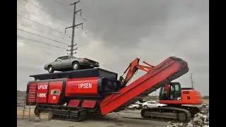 UPSEN ums950 double shaft mobile shredder for scrap car recycling