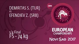 1/4 FS - 74 kg: S. DEMIRTAS (TUR) df. Z. EFENDIEV (SRB) by FALL, 6-11