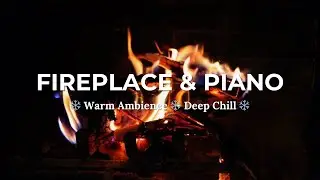 CHRISTMAS SONGS - FIREPLACE & PIANO | Slow, Warm & Calm