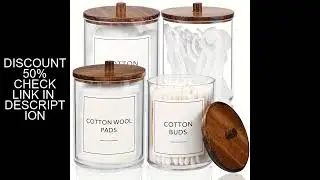 4 Pack Qtip Holder Dispenser Clear Plastic Apothecary Jar Containers Storage Box for Vanity Makeup O