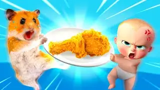 Fried Chicken Battle Between Hamster And Baby Boss | Hamster Toons