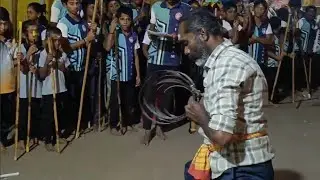 மானாமதுரை ஸ்ரீ தர்ம சாஸ்தா ஐயப்பன் சுவாமி தேரோட்டம்.சிலம்பம் மாணவர்கள் வரவேற்பு