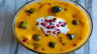 Instant Mango Vanilla Dessert / Mango Fruit Custard without custard powder: Try Different Kitchen