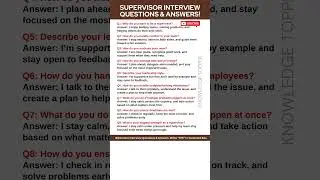 Supervisor Interview Questions and Answers