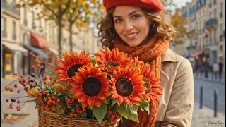 Soul Serenity Sound | Timeless Art - Strolling with the Muse Camille Amidst Falling Leaves