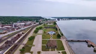 Fort Madison, IA Marina, and Fort Restoration Update. (With BNSF Swing-span Bridge and Barge) 6 8 23