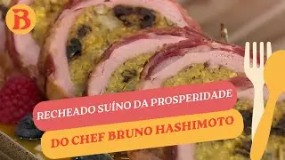 Recheado suíno da prosperidade do chef Bruno Hashimoto