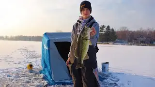 Giant Bass Through The Ice! (First ice)