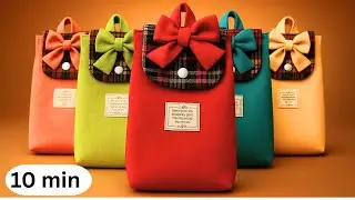 DIY Fabric Gift Bag in 10 Minutes! 🎀 Easy Coquette Aesthetic Tote (No Pattern)