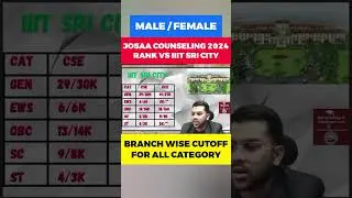 IIIT SRI CITY vs CATEGORY RANK | JOSAA COUNSELING 2024 | BRANCH WISE CUTOFF FOR ALL CATEGORY #shorts
