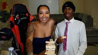 EMANN AND SWIM COACH PLAYS JENGA TOGETGER * SHE LIKES ME *