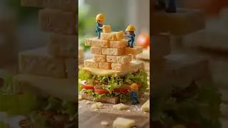 Building a Giant Sandwich with #miniworkers  🥪🏗️ #MiniWorkerMission #FoodConstruction  #AIShorts