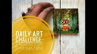 Daily Art Challenge 241/365 | Whimsical Mushroom Character Pumpkin | Acrylic Painting Time-lapse