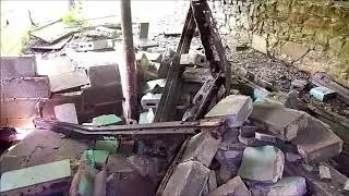 Roadside house, abandoned stone structure and cemetery stills.