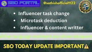 SBO TODAY 31.07.2025 IMPORTANT UPDATE || INFLUENCER TASK CHANGED || DEDUCTION FULL EXPLAIN IN TAMIL✅
