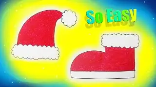 Easy Christmas Cap & Shoe Drawing | Cute Holiday Art for Kids