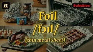 [n] Foil meaning (thin metal sheet) with 5 examples