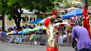 Mini-Ritual Dancers Moko Jumbie WUK UP in Post Office Square! TUN UP!