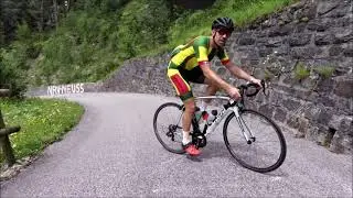 Monte Zoncolan from Ovaro in the  Carnic Alps. Road bike tour on 2018-07-25
