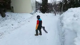 The walk to do my daily workout this winter. To and fro.