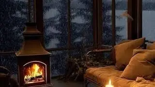 Soothing Fire Sounds & Winter Snow Cozy Room Ambiance for Calm & Peaceful Christmas Relaxation 