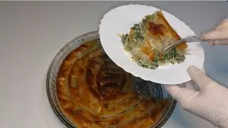 فطيرة السبانخ والجبن بورق الفيلو لذيذة 😋ومقرمشة💯