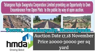 HMDA auction for plots at Torrur, Bahadurpally, kurmalguda| hyderabad real estate
