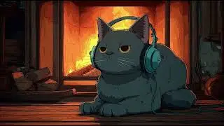 Lofi Cat Vibes - Warm Fireplace Lounge ☕🔥 | Cozy Lofi Jazz for Rest, Focus & Deep Relaxation